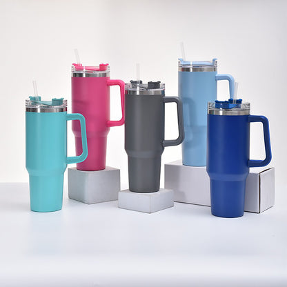 40 Oz/1200ml Car Tumbler Insulated Stainless Steel Water Bottle With Handle & Lid & Straw