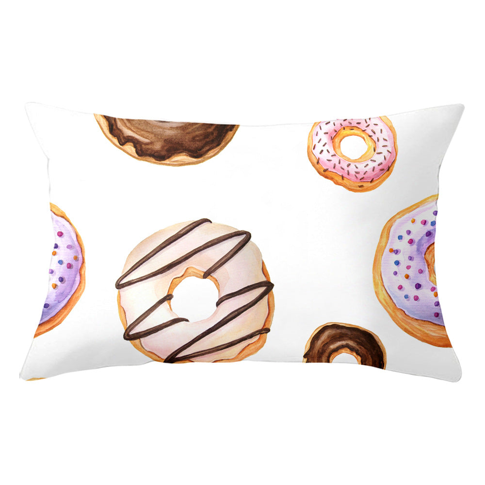 Full Printed 20 x 26" Premium Doughnut Polyester Short Plush Throw Pillowcase W/Hidden Zipper