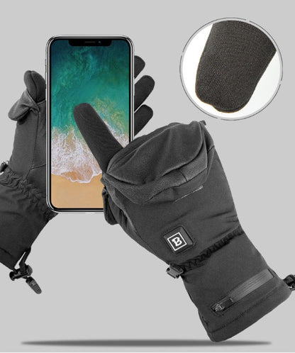 Three-stage Heating Function Waterproof Windproof Warm Gloves For Skiing And Cycling