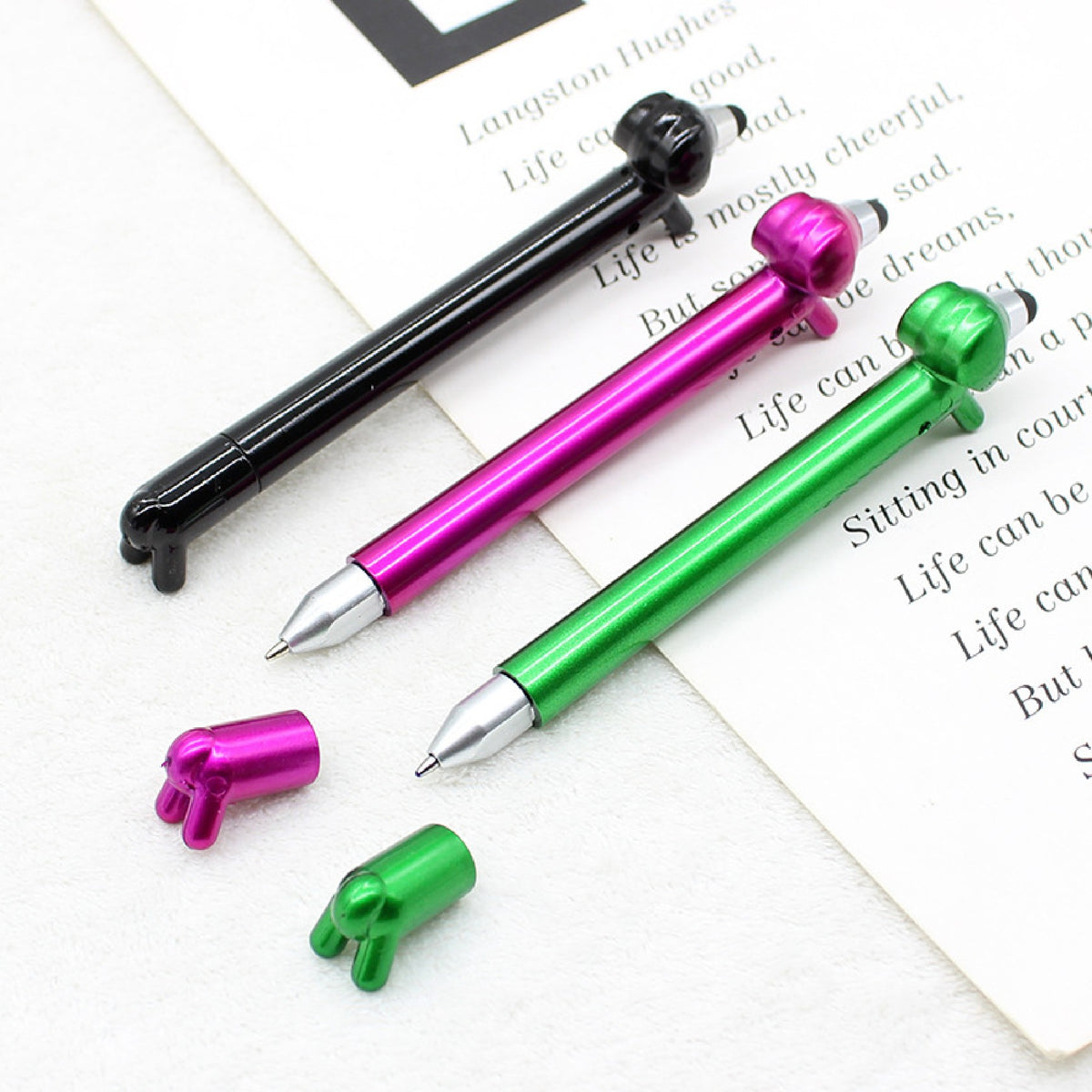 Cute Dachshund Stylus Ballpoint Pen Soft Touch Plastic Pen Dog Stylus Pen