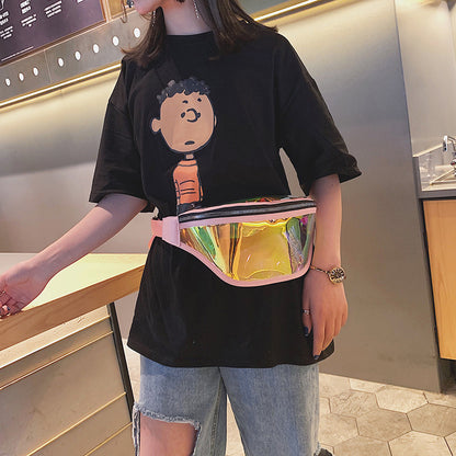 PVC Water Resistant Shiny Waist Bag Laser Waist Bum Bag W/Adjustable Belt