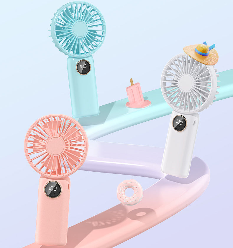 Rechargeable Mini Fan Handheld Fan Desktop Fan With Battery Display Phone Stand