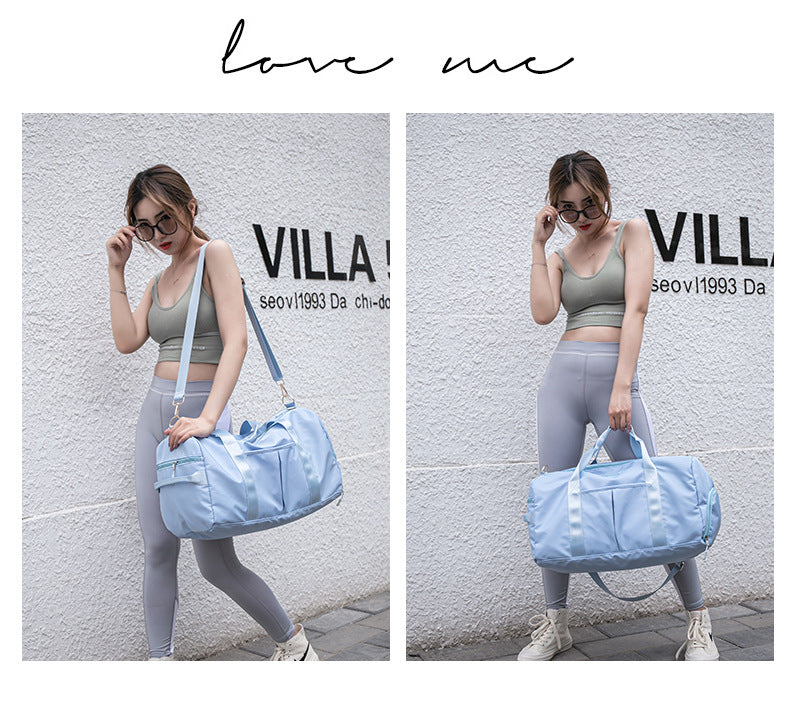 Travel Duffel Bag Sport Gym Bag Nylon Tote Bag Swimming Bag with Shoe Pouch&Wet Pocket