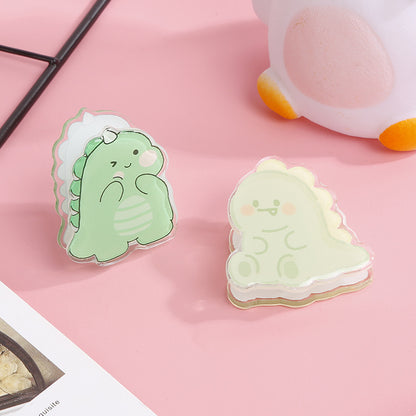 Dinosaur Shaped Acrylic Album Memo Clip Bag Binder Sealing Clip Food Bag Clamp-Two Sides Printing