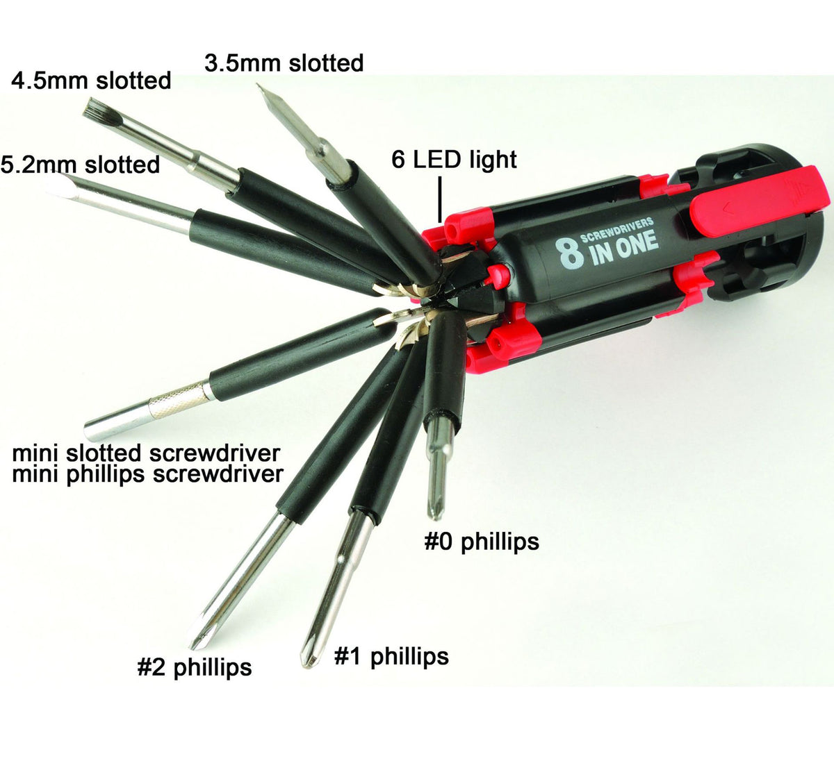 8" 1 Multifunctional Screwdrivers with Worklight