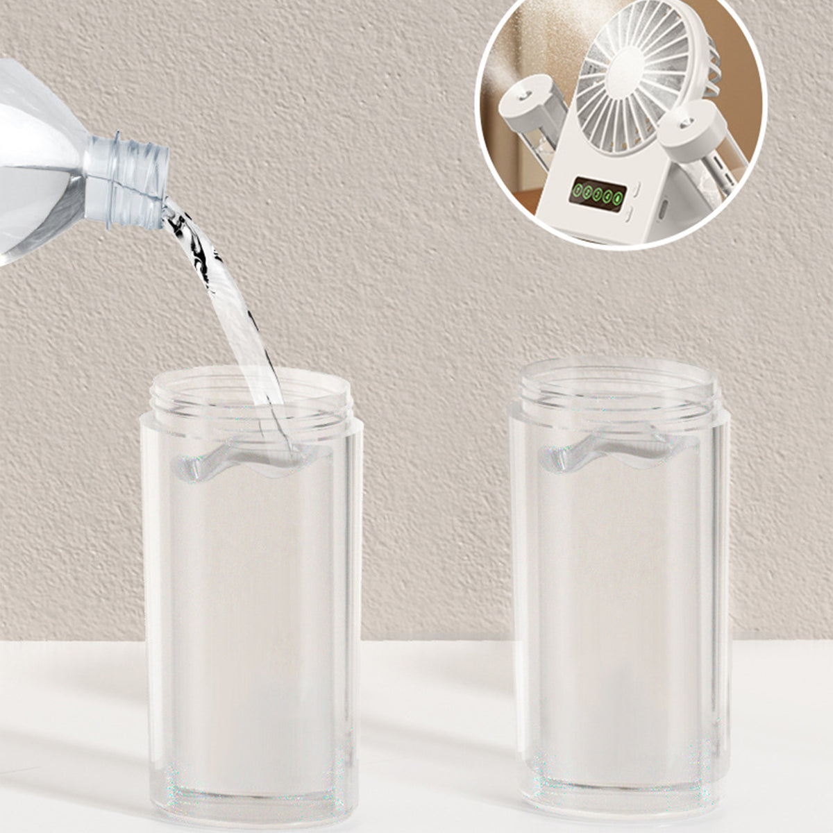 2-in-1 Dual Mist Desktop Fan & Humidifier Portable Digital Display Hydrating Misting Fan