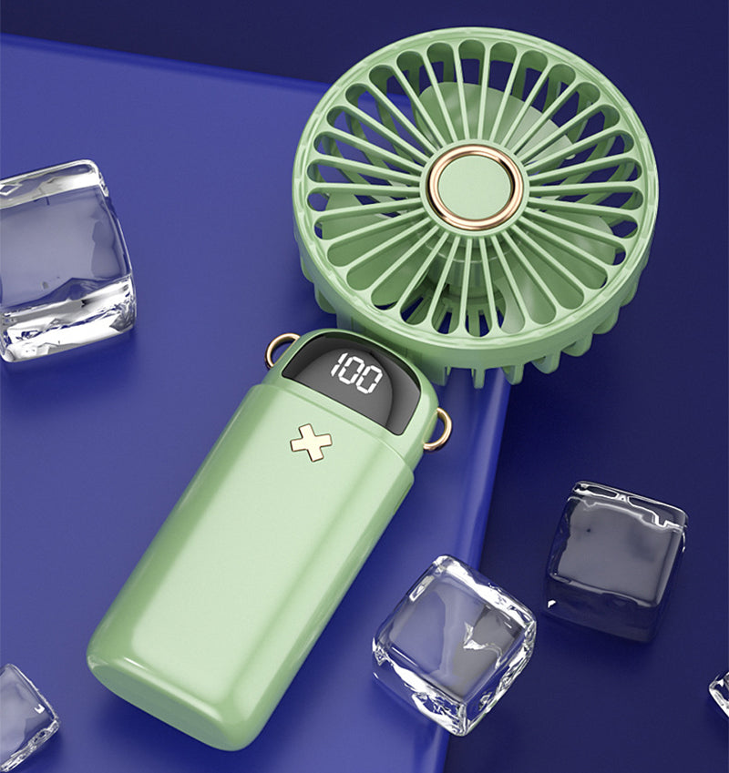 Foldable Mini Handheld Fan Phone Holder With Battery Display Adjustable Wind Speed