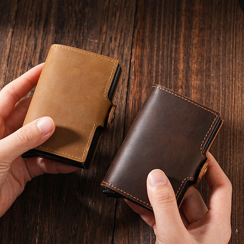 Leather Wallet W/ Pop-up Card Holder