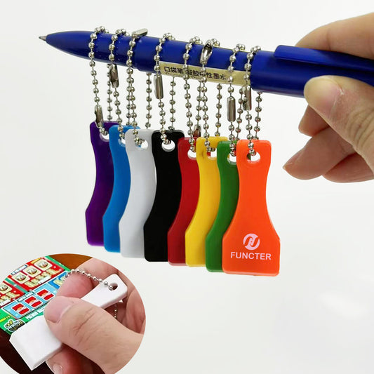 Plastic Lottery Scratcher Keychain W/ Bead Chain