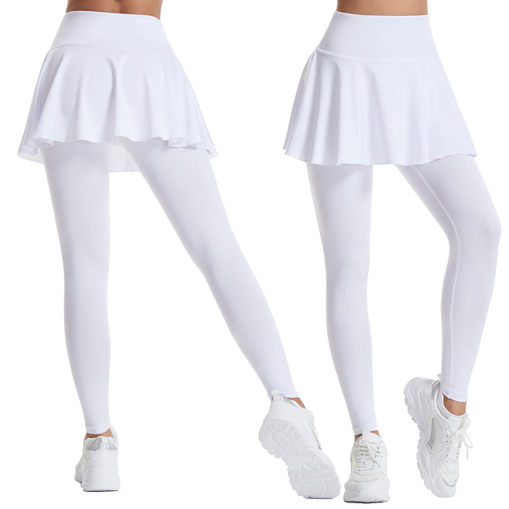 Women Tennis Skirted Leggings with Pockets, Capris Yoga Leggings W/Skirts & Tennis Pickleball Cloth