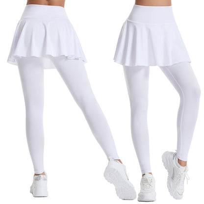 Women Tennis Skirted Leggings with Pockets, Capris Yoga Leggings W/Skirts & Tennis Pickleball Cloth
