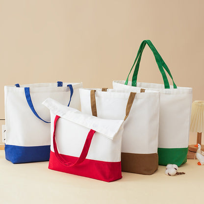 10 Oz. Color-Blocking Canvas Tote Bag 18.5" x 15"