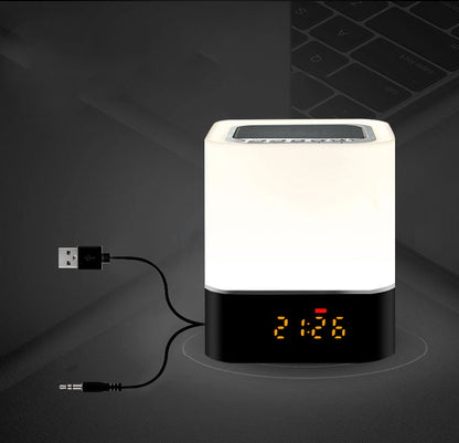 1200 mAh Colorful Touch Sensor Night Lamp Speaker LED Radio Alarm Clock Wireless Speaker