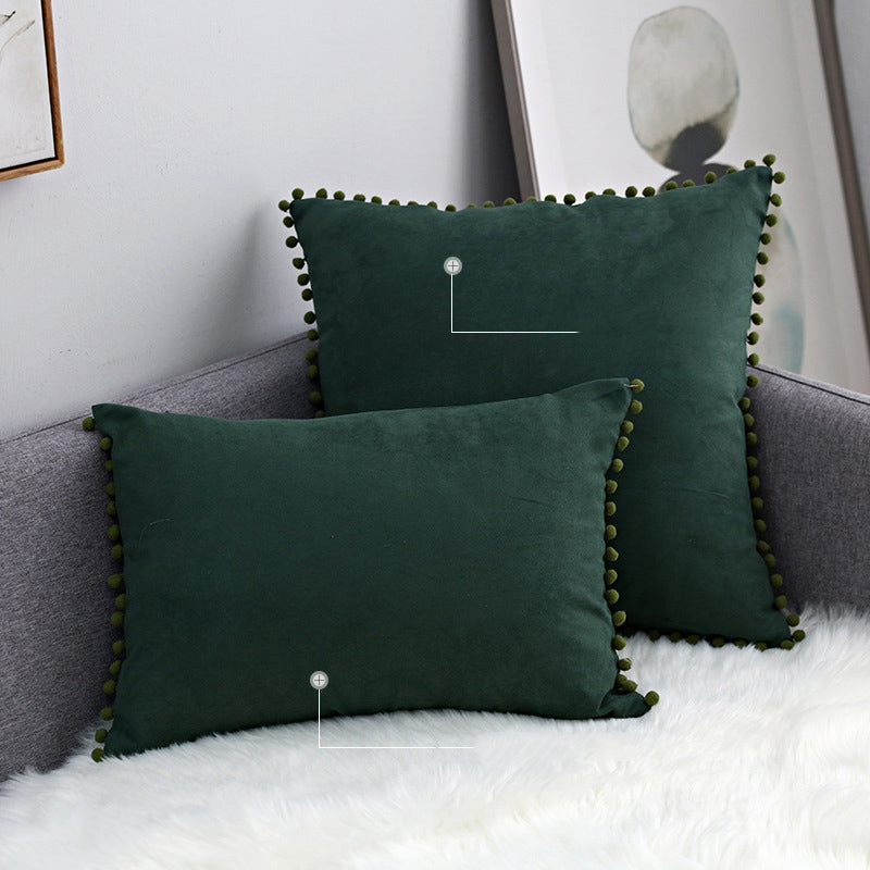 15 x 8" Pompoms Pillowcase Velvet Ball Tassel Trimmed Pillowshams Pompom Fringe Cute Pillowcase