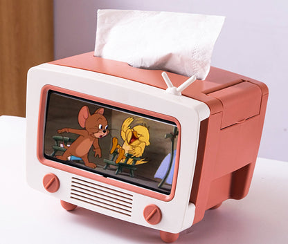TV Tissue Box Multi Functional Creative Tissue Box Holder with Cell Phone