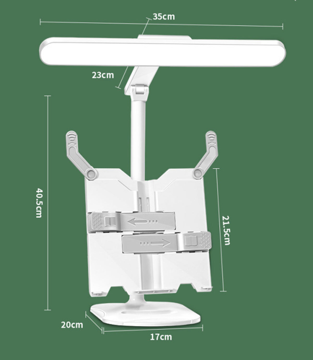 Desk Lamp with Adjustable Book Stand, Battery Operated Rechargeable Table Lamp