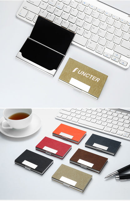 PU Leather W/Stainless Steel Business Card Cases