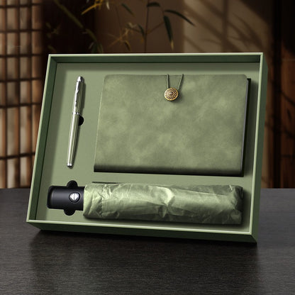 A5 PU Leather-Bound Business Notebook Writing Journal Executive Notebook Meeting Note Gift Set