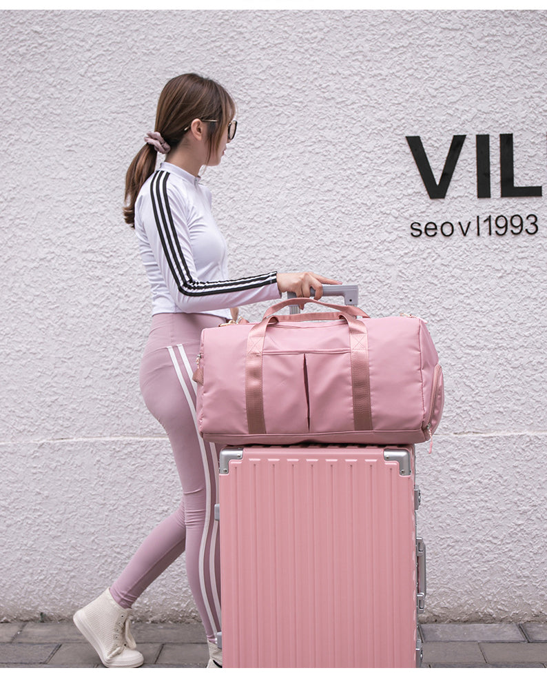 Travel Duffel Bag Sport Gym Bag Nylon Tote Bag Swimming Bag with Shoe Pouch&Wet Pocket