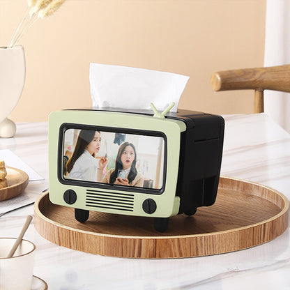 TV Tissue Box Multi Functional Creative Tissue Box Holder with Cell Phone