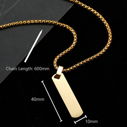 Stainless Steel Rectangle Pendant Necklace