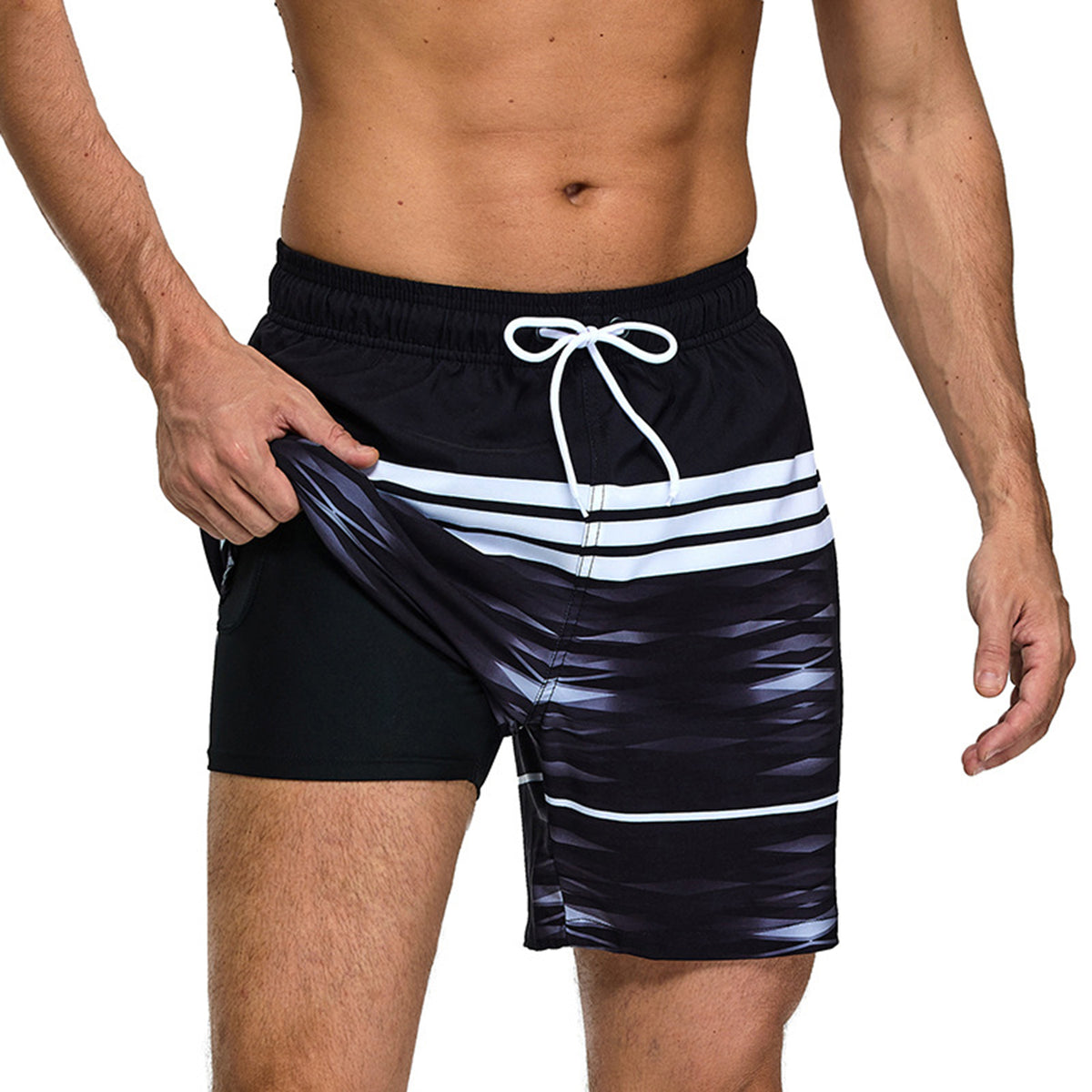 Mens Swim Trunks Swimming Shorts 2" 1 Stretch Quick Dry Zipper Pockets