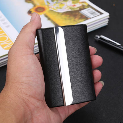 Business Card Cases PU Leather Name Card Holders Stainless Steel Multi Card Holders for Men Women