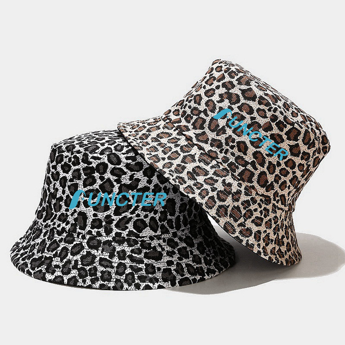 Reversible Polyester Leopard Print Bucket Hat