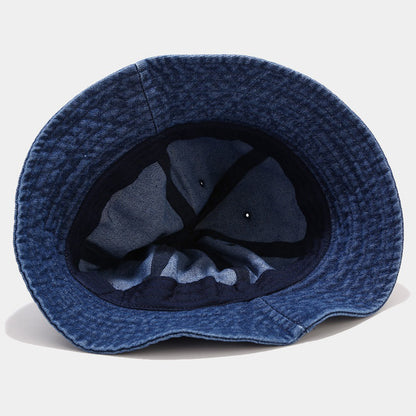 Summer Round Top Washed Denim Jean Bucket Hat Fisherman Cap