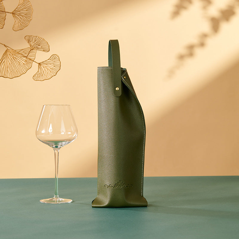 PU Leather Wine Bottle Carrier Tote Bag