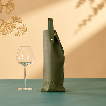 PU Leather Wine Bottle Carrier Tote Bag
