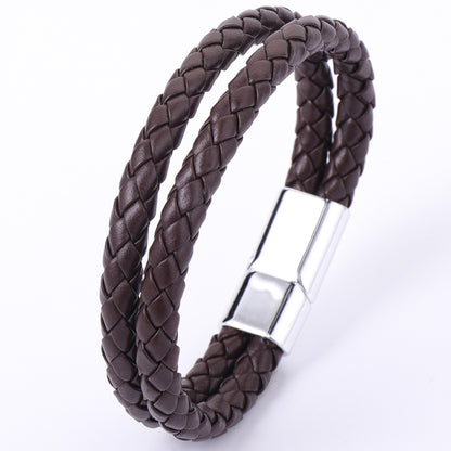 Double-Row PU Bracelet for Men