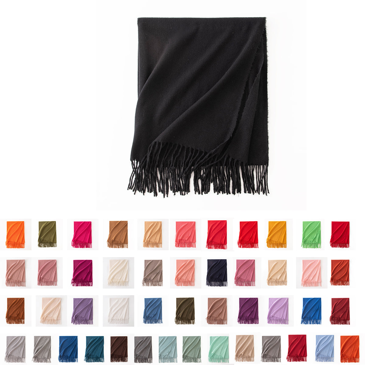 Soft Faux Cashmere (Polyester) Fringed Scarf-Embroidery 74.7"