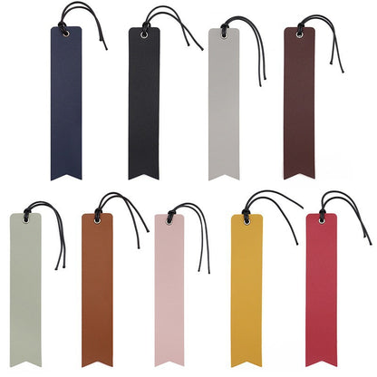 PU Leather Bookmark Classic Stitched Bookmark Page Markers Reading Gifts W/ Wax Rope