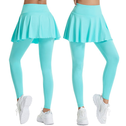 Women Tennis Skirted Leggings with Pockets, Capris Yoga Leggings W/Skirts & Tennis Pickleball Cloth