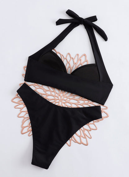 Two Piece Triangle Bikini Sets for Women Widened String Bathing Suit