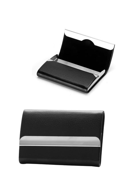 Business Card Cases PU Leather Name Card Holders Stainless Steel Multi Card Holders for Men Women