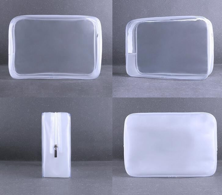 PVC Zippered Toiletry Carry Pouch 9.06''L 2.75''W 6.30''H (X Large)