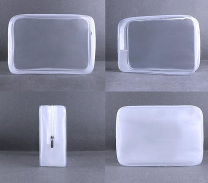 PVC Zippered Toiletry Carry Pouch 9.06''L 2.75''W 6.30''H (X Large)