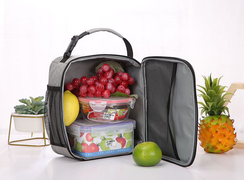Large Capacity Oxford Lunch Tote With One Side Mesh Pocket