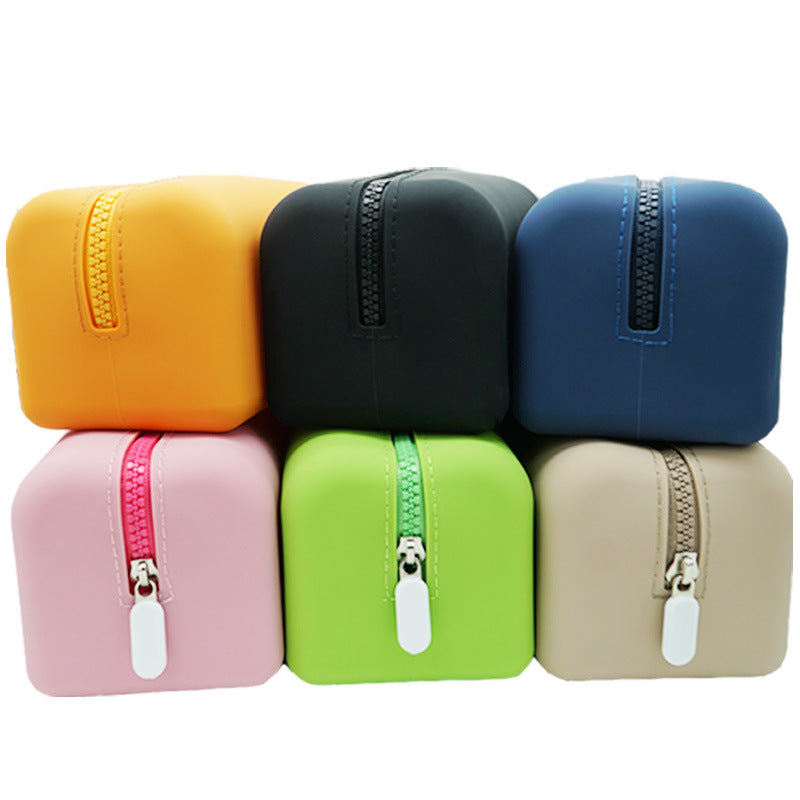 Portable Water Resistant Silicone Zipper Makeup Bag Multi Purpose Gadget Organizer Bag