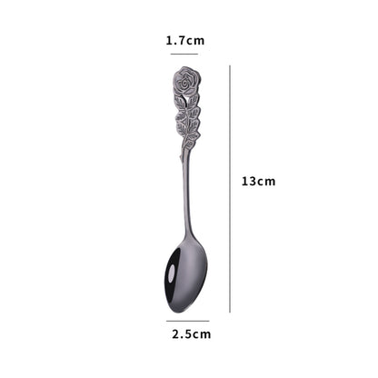 Coffee Spoons Stainless Steel Rose Handle Teaspoons Durable Dessert Spoons