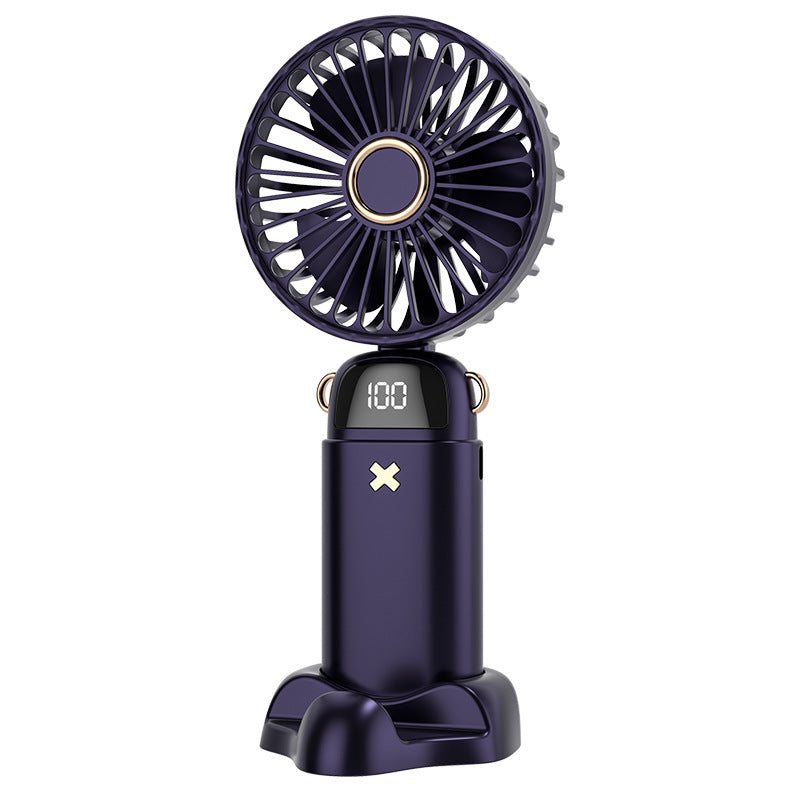 Foldable Mini Handheld Fan Phone Holder With Battery Display Adjustable Wind Speed