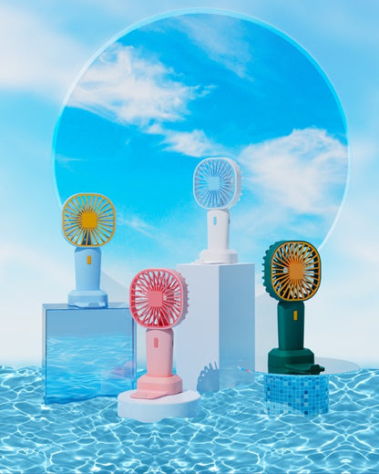 Rechargeable Mini Handheld Fan Phone Holder With Adjustable Wind Speed