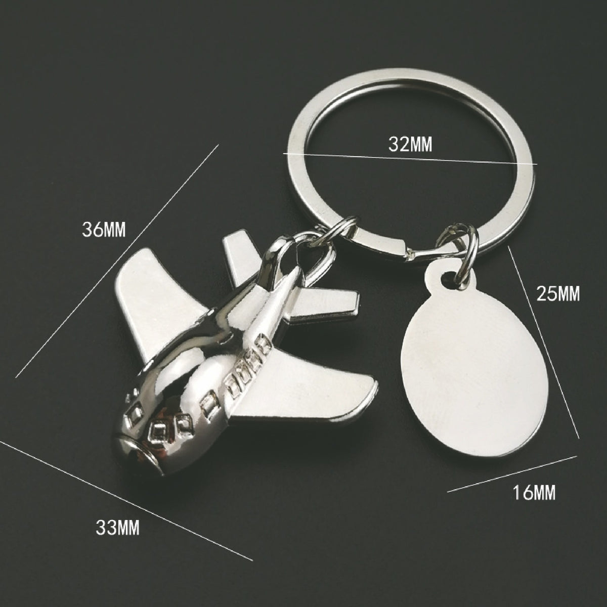 Air Plane Shaped Key Chain with Tag Oval Data Plate