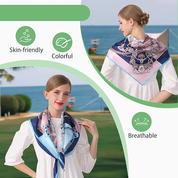 100% Silk Twill Silk Bandana Head Scarf Square Scarf Neck Scarves (35" x 35" )