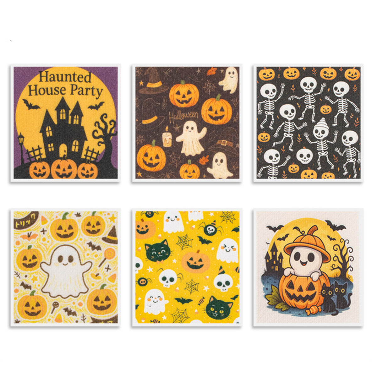 6.7" x 7.5" Custom Halloween Cellulose Sponge Cloths Cleaning Rag
