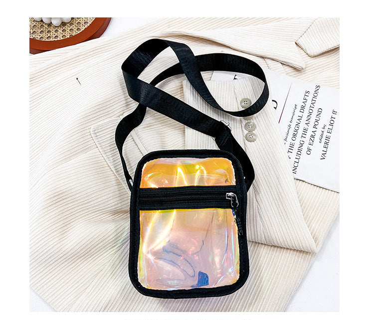 Iridescent PVC Shoulder Bag Clear Bag Crossbody Bag W/Strap Stadium Approved Bag