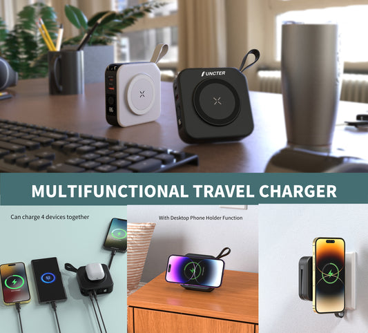 15W 10000mAh Wireless Charging Wall Charger (AC) Power Bank W/FCC Certification