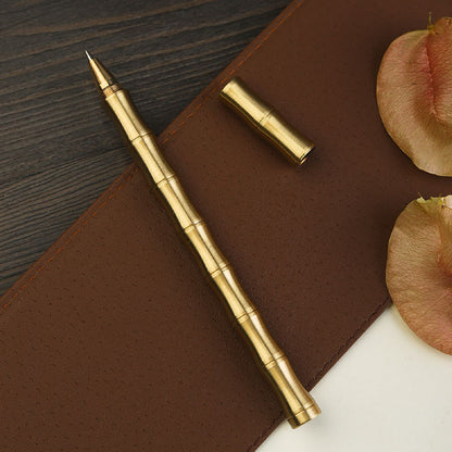 Bamboo Pen Brass Metal Pen with Cap Black Ink